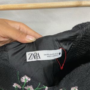 Zara black floral embroidered corset