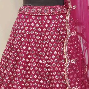 Burgundy Colour Full Mirror Worked Lehenga