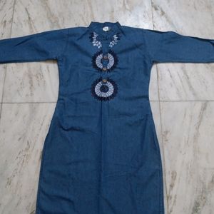 Denim Straight Kurta For Women