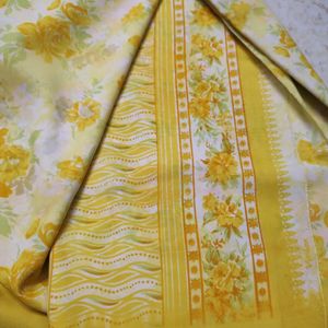 Yellow Floral Saree With Blouse