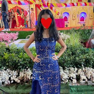 Ethnic Blue Gown With Slit