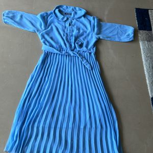 Fixed Price Blue Dress With Elbow Sleeves