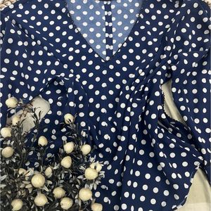 trendy blue polka dot top