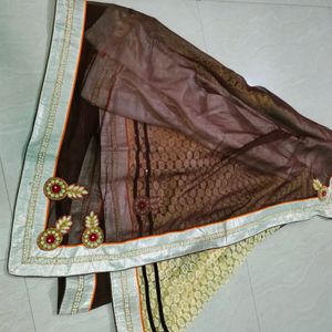 Beautiful Heavy Work Saree New With Blouse Piece