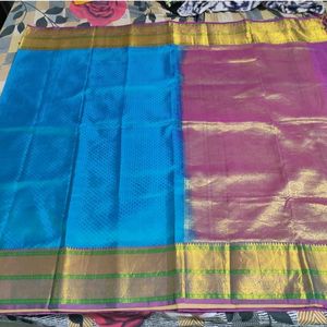 Blue And Pink Silk Saree