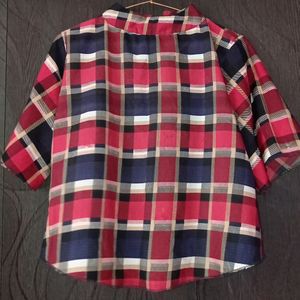 WOMAN CHECK CROP BOXY TOP