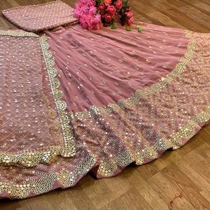 Mirror Work - Rosy Lehenga