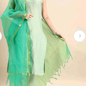 Pura Cotton Kurta Pant Dupatta Set