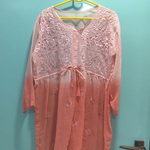 Peach Pink Shirt Kurti🩷✨