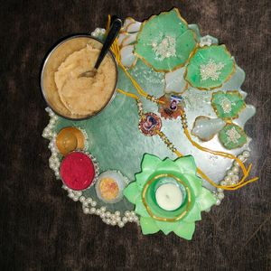 Handmade Resin Pooja Thali With Tealight Candle Ho