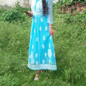 Lucknowi Chikankari Anarkali Kurti