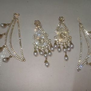 Earings White Nd Golden