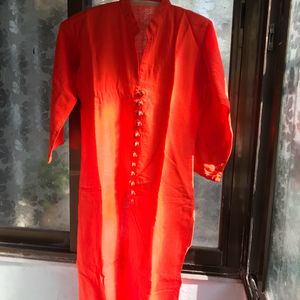 Orange Kurti For Festive Wear