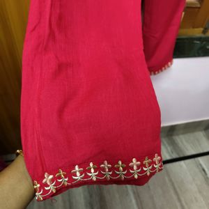 Anarkali Cotton Kurti With Pant(2 Pcs)