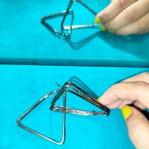 Korean Style Triangle Hoop Earrings