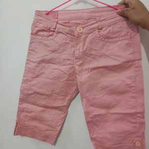 Aesthetic Pink Denim Capri