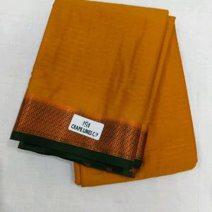 New Mustard And Green Crepe Saree