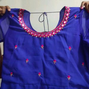 Blue Anarkali With Pink Dupatta ❤️