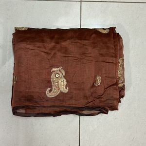 BROWN WOMEN SAREE