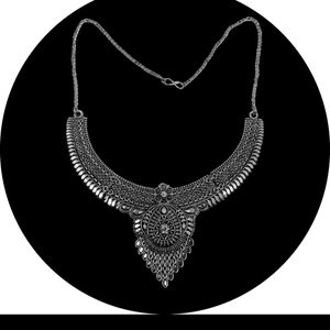 SDR Traditional Oxidized Silver Necklace Set with