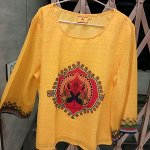 Golden Yellow Printed Top