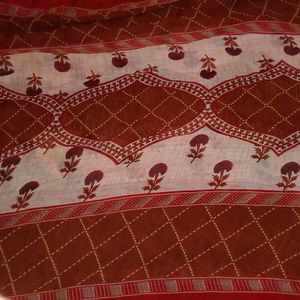 Brown With Red ♥️🍒 Border Duppata