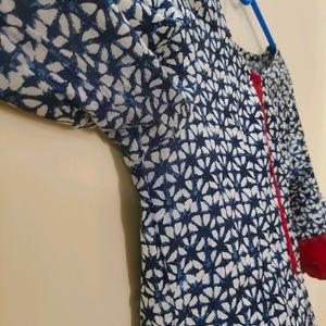 Women Kurti White Blue