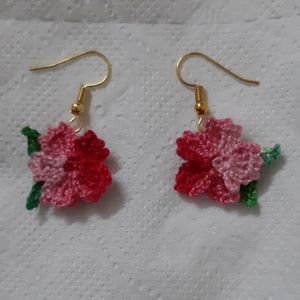 Crochet Little earrings Pink,blue N Yellow
