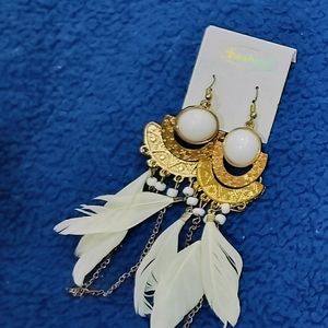 White Feather Earring