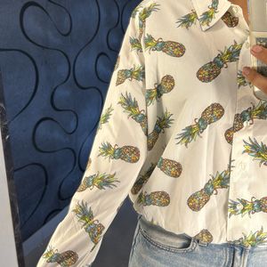 White Printed Rio Shirt For Women