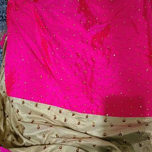 Heavy Work Pink Shimmery Saree...🔥