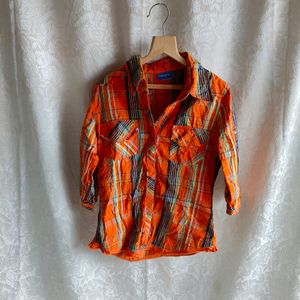 Y2k ORANGE MULTICOLOUR SHIRT FOR WOMEN