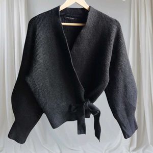 Black Wrap Sweater