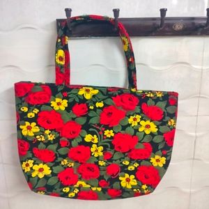 Cute Floral Red Basket Like Handbag (Handmade)