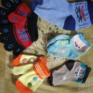 Baby Hand Gloves And Baby Socks Combo