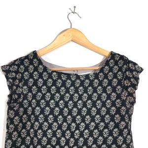 Black Printed A-Line Top (Women’s)