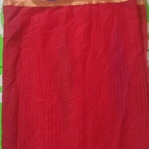 Red Chanderi Cotton Saree