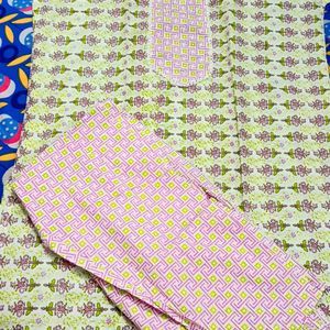 Women Mulmul Cotton Printed Kurta & Pant Set