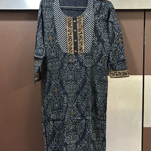 Black Foil Print Kurta