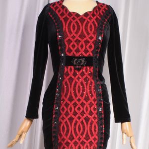 Korean Autumn Velvet Dress