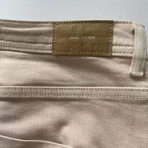 Salmon Colour Straight Fit Zara Jeans