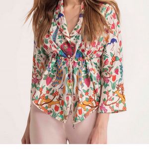 Peacock Cinched Shirt Jacket