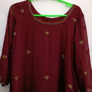 Maroon Hand Work Kurta..