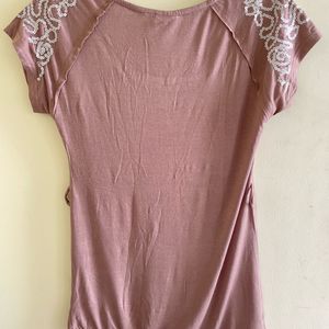 Mauve Earth Brown Stretchable Tshirt