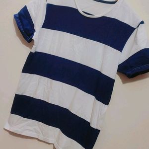 Navy Blue & White T-shirt For Boy & Men 36 Chest