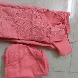 Beautiful Baby Pink New Kurta Set With Lining An