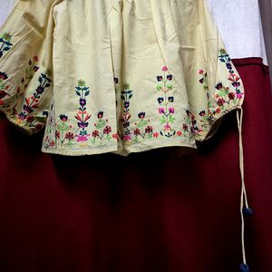 Yellow Embroidered Cotton Top