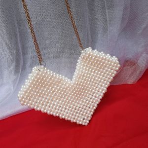 Heart Shape Pearl Mini Handbag