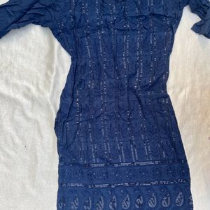 Chikankari Navy Blue Kurti