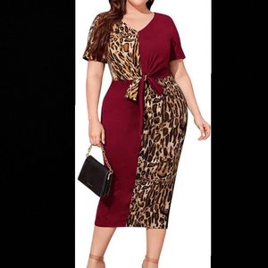 Tiger Print Knot Red Dress